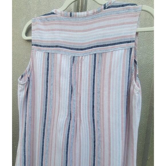 Briggs Multicolored Striped Linen Blend Tank Style Dress Size M/L - Picture 6 of 7
